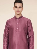 Light Plum Pure Silk Readymade Kurta Pajama